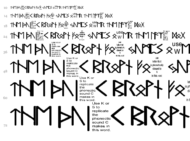 Pauls Real Celtic Rune font waterfall